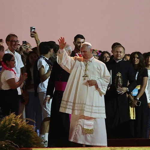 Pope Leo XIV meets Lebanon’s youth in Bkerke