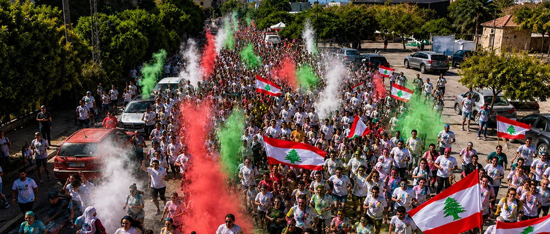 Jbeil runs in the colors of Lebanon
