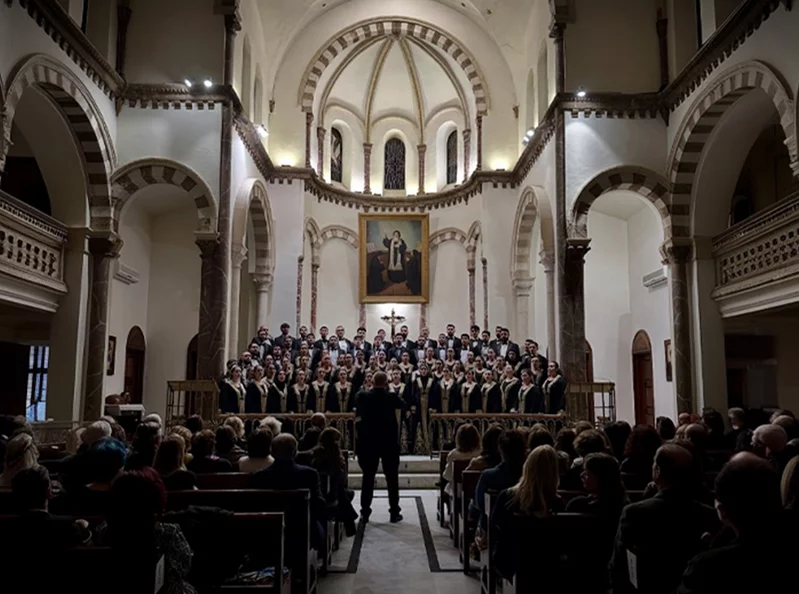 Fayha in the vaulted Christmas glow